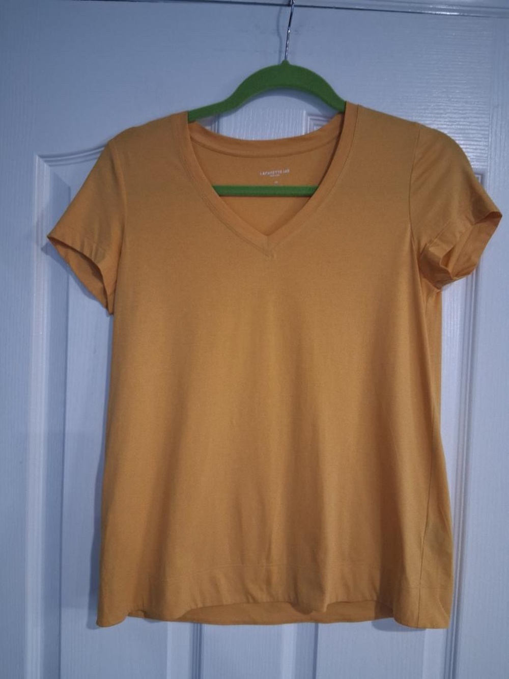 Lafayette 148 New York V-Neck Short Sleeve Tee in Mustard